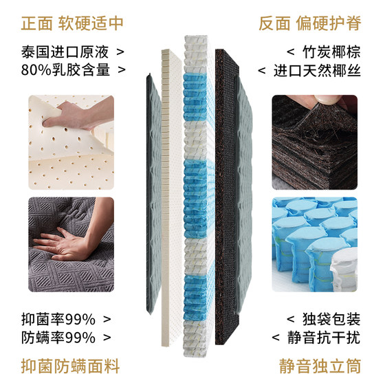 Mousse soft and hard coconut palm latex mattress