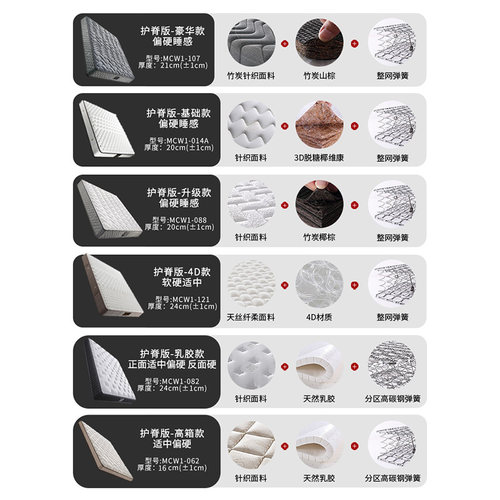 慕思官方旗舰店床垫席梦十大慕斯名牌椰棕护脊弹簧棕榈硬垫家用 - 图3