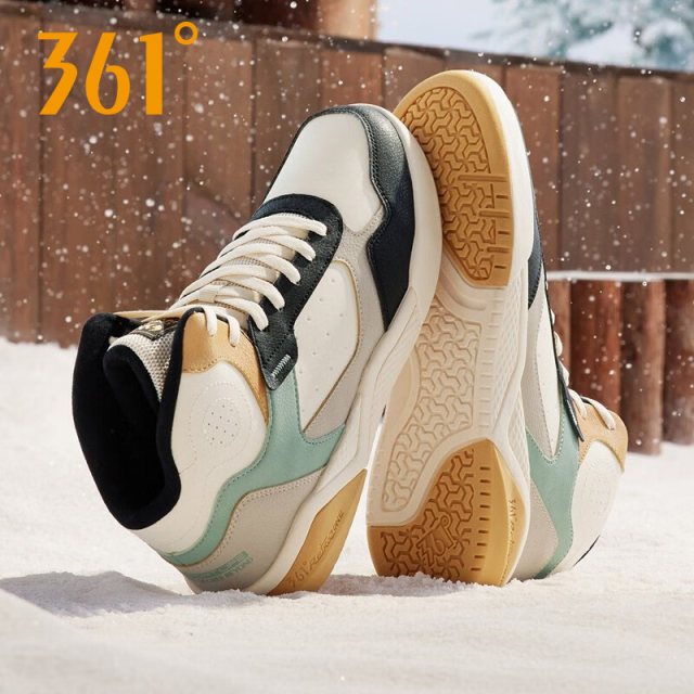 361 velvet men's shoes, winter sports shoes, men's high-top shoes