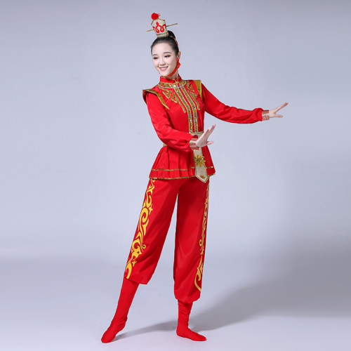 花木兰成人开场舞戏曲演出服腰鼓队舞台打鼓服装女戏服古装表演服 - 图1
