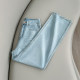 ສີອ່ອນ Tencel ແອວສູງ drape jeans ຊື່ສໍາລັບແມ່ຍິງ