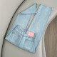ສີອ່ອນ Tencel ແອວສູງ drape jeans ຊື່ສໍາລັບແມ່ຍິງ