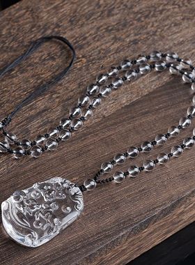 白水晶三合吊坠十二生肖蛇鸡牛猴鼠龙虎马狗猪兔羊牌挂件男女