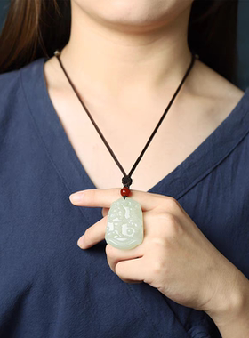 和田玉三合贵人生肖吊坠男女款项链猴鼠龙猪兔羊虎马狗鸡玉佩挂件