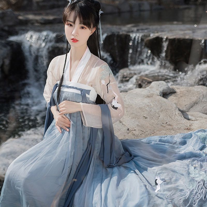 逍遥客兰若庭汉服女中国风宋制改良襦裙仙气白菜古装原创春夏季_虎窝淘