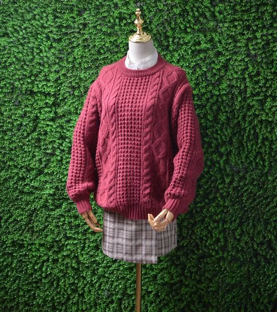 Fashionable and versatile solid color thickened mid-length pullover sweater