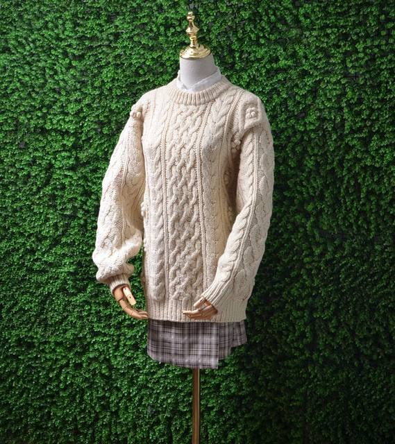 Fashionable and versatile solid color thickened mid-length pullover sweater