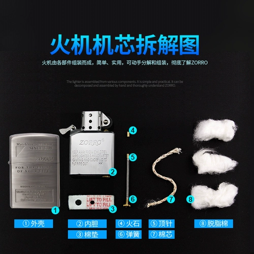 Zorro Kerosene Ligher Information Information Retro Windper -защита от винтажного дизельного топлива Flip Flip настоящий подарок для парня