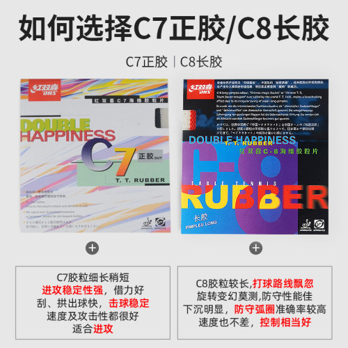 红双喜长胶胶皮C7c8乒乓球套胶正胶874生胶兵乓球拍单胶片闪灵2 - 图2