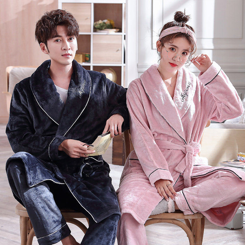 情侣男士秋冬款珊瑚绒冬季睡袍 木子内衣睡袍/浴袍