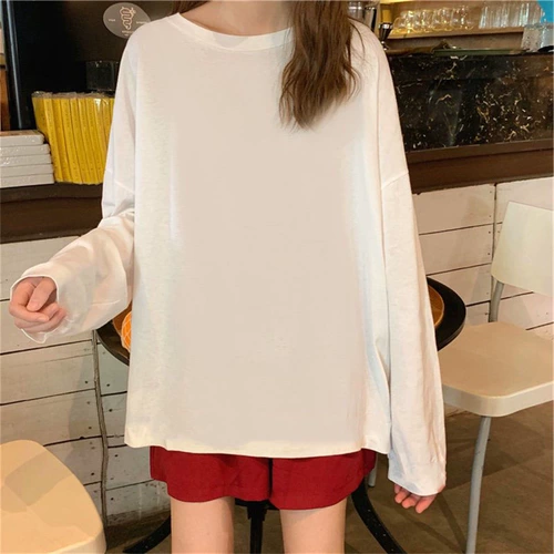 Демисезонный базовый приятный телу утепленный лонгслив, в западном стиле, свободный крой