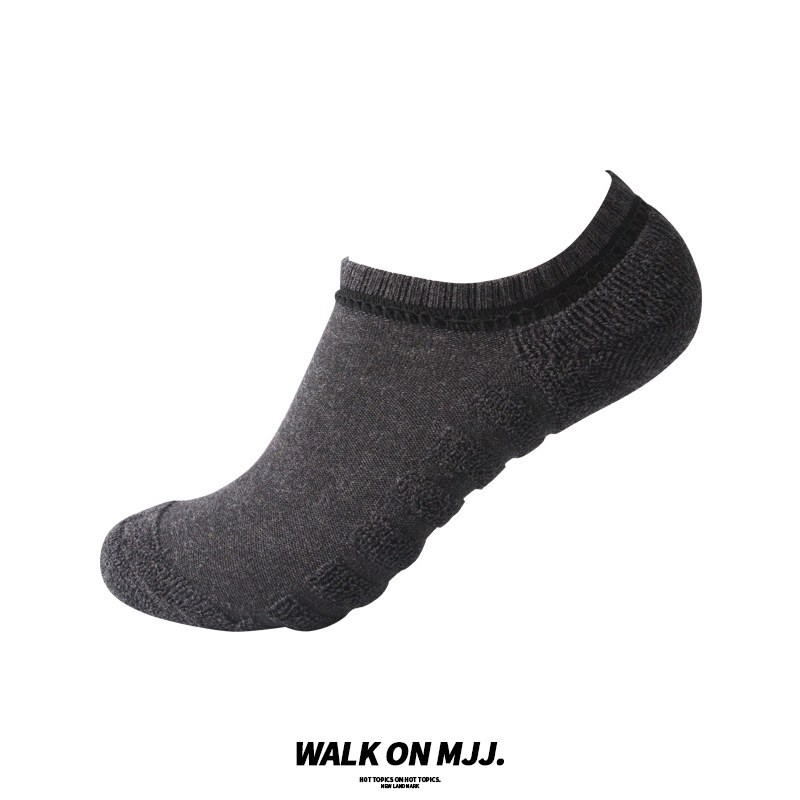 袜子男款夏天短袜夏季薄纯棉毛巾防滑不掉跟船袜女棉潮男士运动袜 - 图2