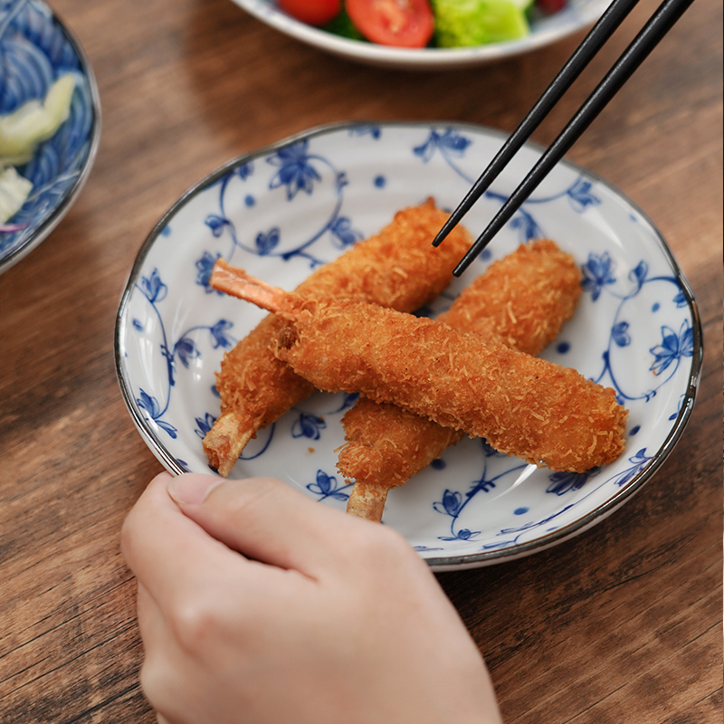 美浓烧进口釉下彩盘子菜盘家用碟子饺子盘复古日式餐盘小清新餐具-图3