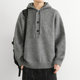 URSBOB men's sweater loose hooded pullover solid color sweater youth knitted sweater high-end look outside wear