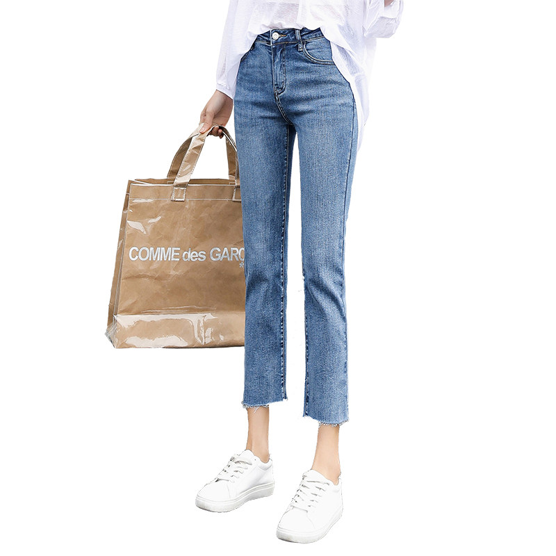 小个子八分宽松直筒高腰新款牛仔裤 乔淑妮牛仔裤