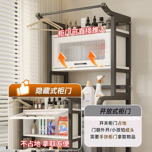洗衣机置物架阳台落地收纳架家用波轮支架滚筒翻盖省空间储物架子 - 图1