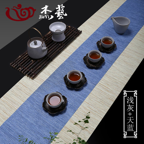 茶席茶布新中式席子禅意竹席桌旗防水茶席垫干泡茶桌布茶盘垫茶旗 - 图2