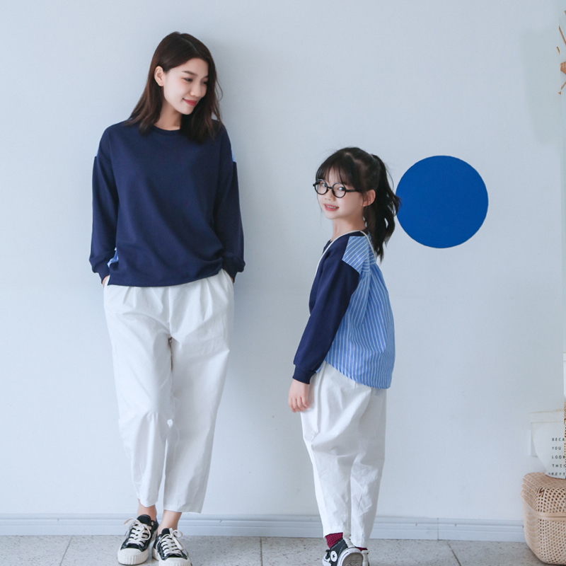 韩版母女装母子纯棉百搭 恤套装 T 2020 秋装新款原创宽松洋气亲子装 韩版母女装母子纯棉百搭 恤套装 T 2020 秋装新款原创宽松洋气亲子装