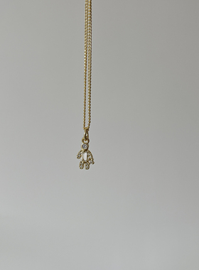 Ojala小众设计可爱娃娃吊坠项链有趣卡通镶钻锁骨链礼物