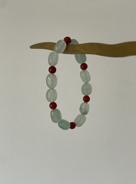 Ojala原创手链单圈新中式红绿撞色手串异形国风设计师款女生礼物