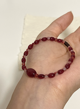 新中式复古显白红色手串本命年可调节饰品