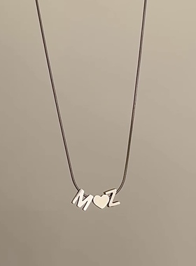 字母可定制情侣款项链复古轻奢小众爱心简约高级ins博主同款饰品