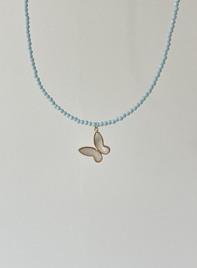 Ojala原创设计蝴蝶贝母2mm极细项链夏天小清新时尚锁骨链