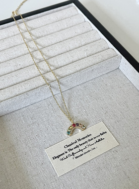 Ojala原创设计师款彩虹项链小众简约锁骨链韩系ins风温柔可爱清新