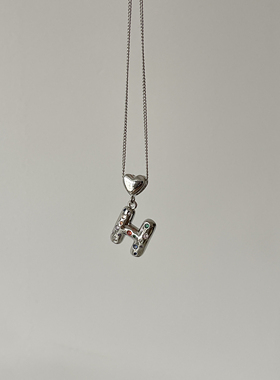 Ojala定制小众设计彩色字母项链爱心吊坠银色高级感礼物