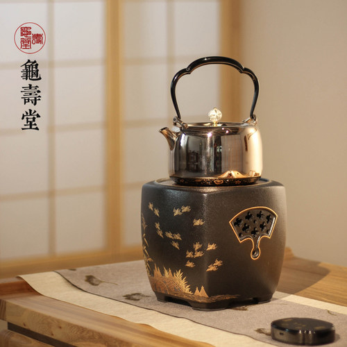 电陶炉家用 日式釉煮茶茶炉小型家用手工静音陶瓷煮茶器渔歌子 - 图0