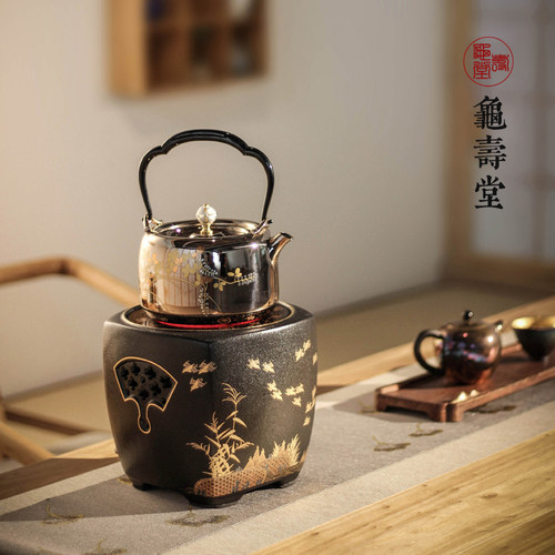 电陶炉家用 日式釉煮茶茶炉小型家用手工静音陶瓷煮茶器渔歌子 - 图1
