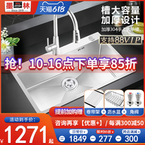 Ink Lin 304 Stainless Steel Handmade Sink Single Sink Taichung Basin Wash Basin Large Single Sink Floor Basin Wash Vegetable Pool Kitchen
