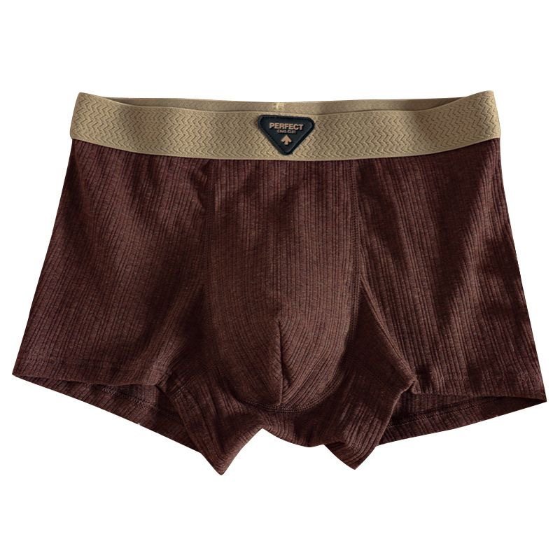 男士内裤螺纹平角裤中腰时尚撞色轻奢透气纯棉青年简约四角裤,淘宝优惠券,粉丝福利购,淘宝优惠卷