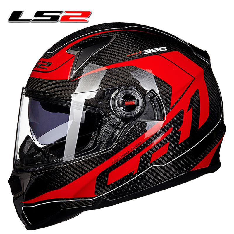 LS2摩托车头盔碳纤维超轻双镜片全盔防雾男机车四季安全帽全覆式 - 图3