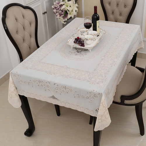 日本进口防水桌布蕾丝pvc餐桌布防水防滑长方形茶几桌布塑料台布 - 图2