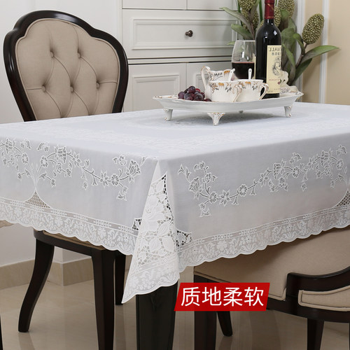 日本进口防水桌布蕾丝pvc餐桌布防水防滑长方形茶几桌布塑料台布 - 图1