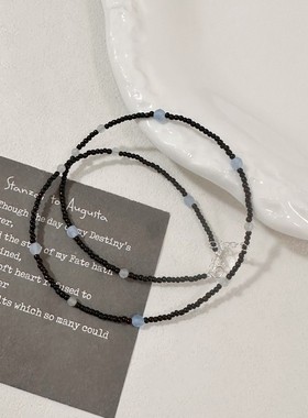 不掉色暗黑系法式项链S925银