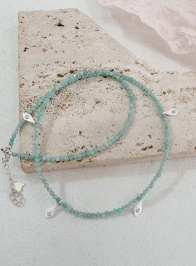 天然石度假风海边项链S925纯银