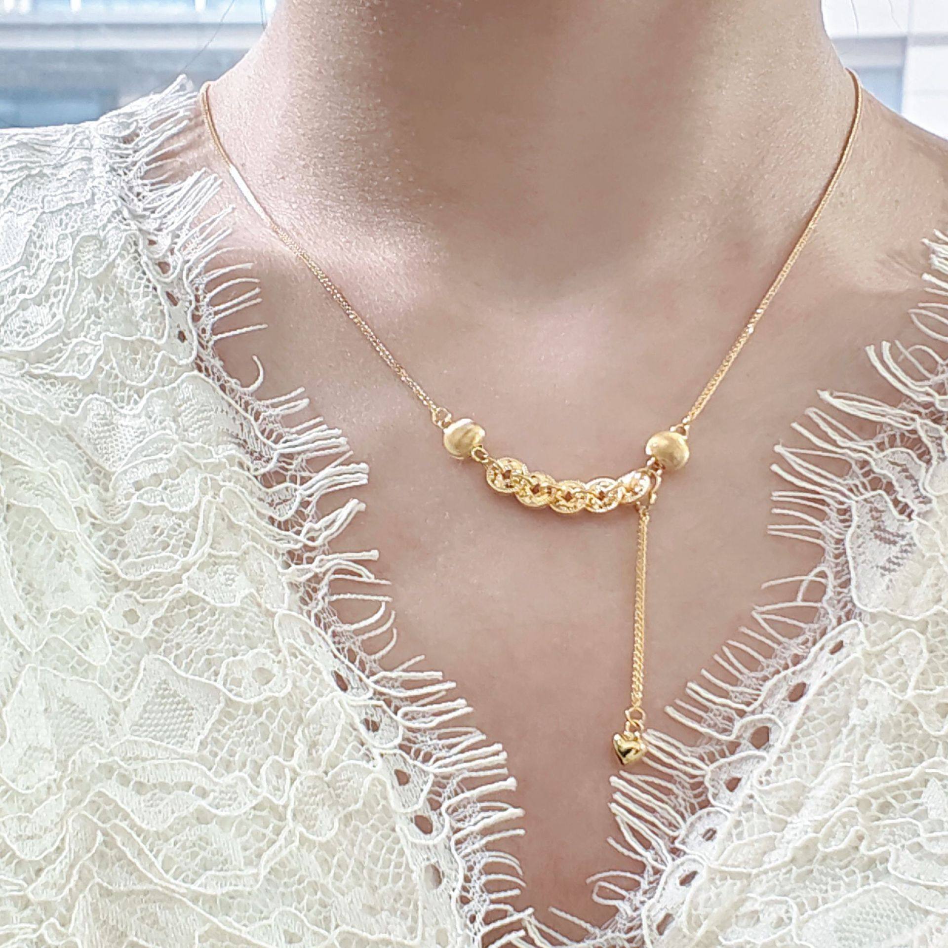 轻奢五帝铜钱设计小众925银项链女复古新中式金色吊坠毛衣链银饰,淘宝优惠券,粉丝福利购,淘宝优惠卷