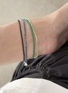 多色极细天然石手链叠戴橄榄串珠