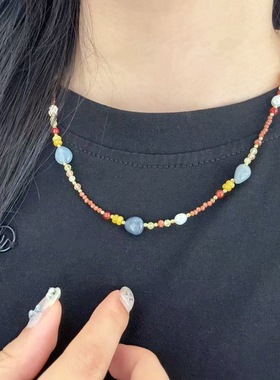 天然石撞色新中式项链多宝串珠
