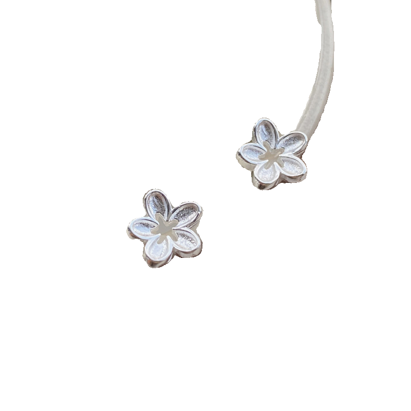 通体S999足银养耳洞气质镂空法式耳钉纯银甜美花朵耳环素款小花
