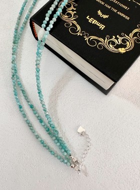 小众天河石设计感双层项链S925纯银度假风天然贝壳串珠水晶颈链