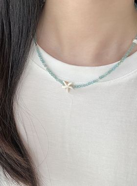 设计感波西米亚天然石项链度假风