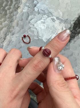 貔貅女款食指戒指红玛瑙小众设计