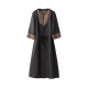 ຮ່ອງຮອຍຂອງ lingering lingering old tortoise pattern silk cloud yarn embroidered round neck robe women's 100% mulberry silk waist dress