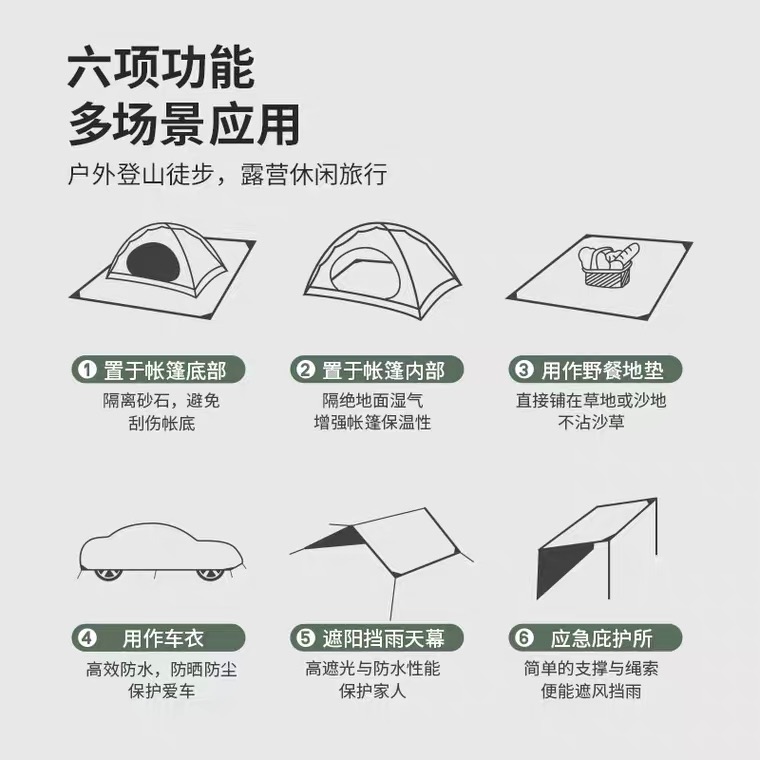 户外帐篷防潮垫露营防潮地布超大地席防水防脏底部专用地垫野餐垫 - 图2