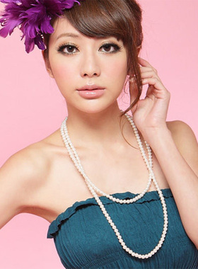 赫本小香风长款项链 简约百搭双层旗袍配饰 三层复古毛衣链圆珠链