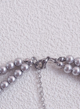 复古双层渐变大小珠毛衣链