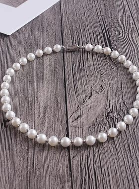 时髦撞色大小串珠锁骨链